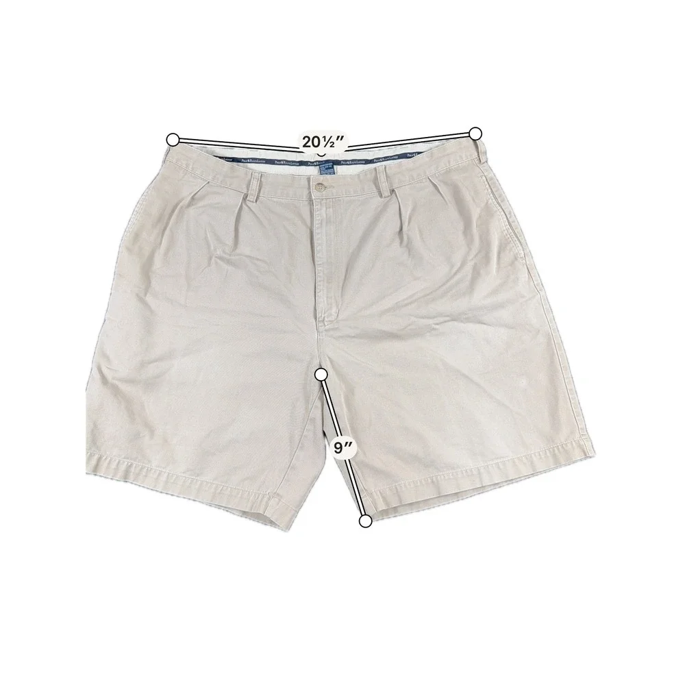 Polo Ralph Lauren Chino Shorts Pleated Cotton Twill 42 Khaki Tan Mens Casual‎